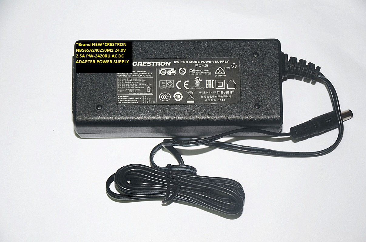 *Brand NEW*24.0V 2.5A CRESTRON NBS65A240250M2 PW-2420RU AC DC ADAPTER POWER SUPPLY